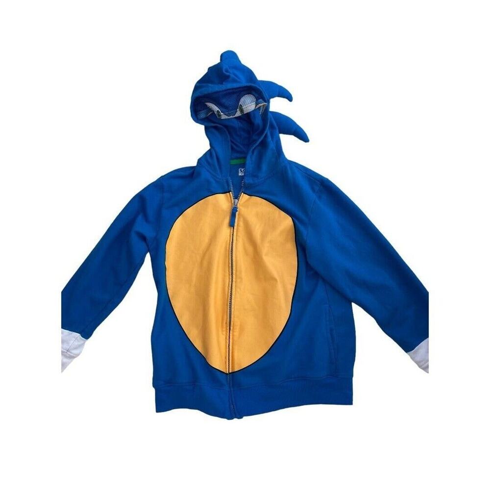 Sega Sonic The Hedgehog Sweatshirt Hoodie Blue Youth Large Mesh Face Mask